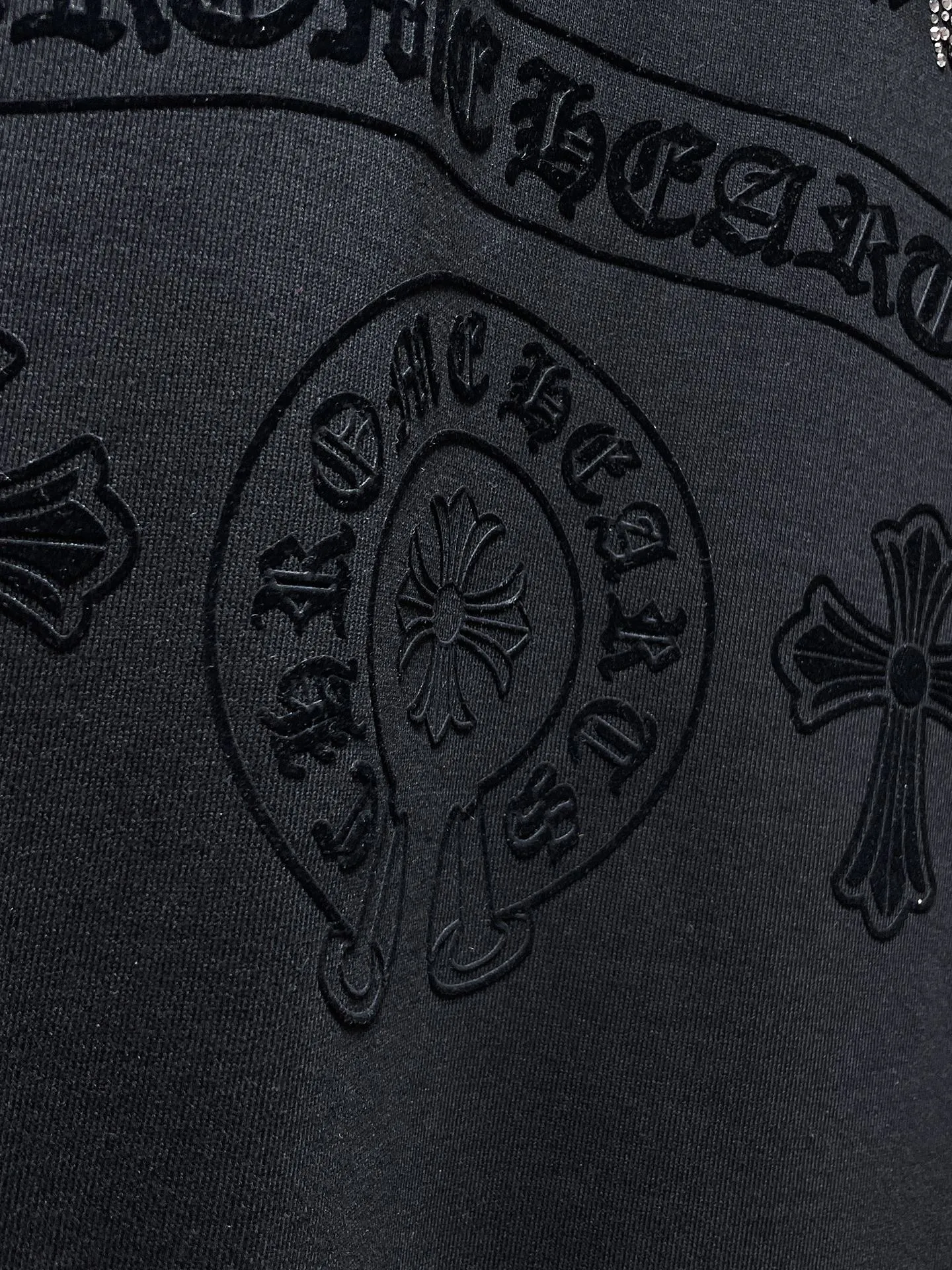 P270 Chrome Hearts Autumn and Winter 2025 counter synchronization❤️ Heavy-duty horseshoe Sanskrit letter hooded sweatshirt, hot diamond ➕ silicone ➕ flocking, improved customized version 1:1 high-gram weight high-quality fabric Recommended color: white black code number: S, M, L, XL